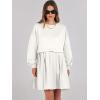 imageANRABESS Women Sweatshirts Dress Oversized Long Sleeve Patchwork Casual Loose Pleated Pullover Mini Dress Fall Outfits 2025White