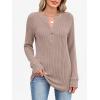 imageANRABESS Womens Long Sleeve Henley Shirts 2025 Fall Tunic Tops Ribbed Knit Lightweight Sweaters Dressy Casual Blouse OutfitsTan