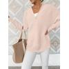 imageANRABESS Womens Long Sleeve Quarter Zip Pullover Sweater Casual Loose V Neck Collared Ribbed Knit Jumper Tops Thumb HoleAlmond