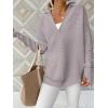 imageANRABESS Womens Long Sleeve Quarter Zip Pullover Sweater Casual Loose V Neck Collared Ribbed Knit Jumper Tops Thumb HoleGray Apricot