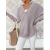 imageANRABESS Womens Long Sleeve Quarter Zip Pullover Sweater Casual Loose V Neck Collared Ribbed Knit Jumper Tops Thumb HoleGray Apricot