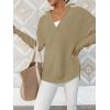 imageANRABESS Womens Long Sleeve Quarter Zip Pullover Sweater Casual Loose V Neck Collared Ribbed Knit Jumper Tops Thumb HoleKhaki