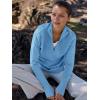 imageANRABESS Womens Long Sleeve Quarter Zip Pullover Sweater Casual Loose V Neck Collared Ribbed Knit Jumper Tops Thumb HoleLight Blue