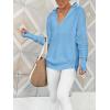 imageANRABESS Womens Long Sleeve Quarter Zip Pullover Sweater Casual Loose V Neck Collared Ribbed Knit Jumper Tops Thumb HoleLight Blue