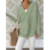 imageANRABESS Womens Long Sleeve Quarter Zip Pullover Sweater Casual Loose V Neck Collared Ribbed Knit Jumper Tops Thumb HoleLight Green