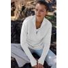 imageANRABESS Womens Long Sleeve Quarter Zip Pullover Sweater Casual Loose V Neck Collared Ribbed Knit Jumper Tops Thumb HoleWhite