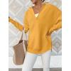 imageANRABESS Womens Long Sleeve Quarter Zip Pullover Sweater Casual Loose V Neck Collared Ribbed Knit Jumper Tops Thumb HoleYellow