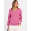 imageANRABESS Womens Long Sleeve V Neck Sweaters 2025 Fall Casual Classic Soft Loose Fit Basic Pullover Jumper TopHot Pink