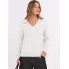 imageANRABESS Womens Long Sleeve V Neck Sweaters 2025 Fall Casual Classic Soft Loose Fit Basic Pullover Jumper TopWhite