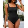 imageANRABESS Womens One Piece Swimsuit 2025 Summer Solid Square Neck Tummy Control Modest Full Coverage Ribbed Bathing SuitsBlack