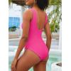 imageANRABESS Womens One Piece Swimsuit 2025 Summer Solid Square Neck Tummy Control Modest Full Coverage Ribbed Bathing SuitsHot Pink