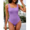 imageANRABESS Womens One Piece Swimsuit 2025 Summer Solid Square Neck Tummy Control Modest Full Coverage Ribbed Bathing SuitsLight Purple