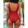 imageANRABESS Womens One Piece Swimsuit 2025 Summer Solid Square Neck Tummy Control Modest Full Coverage Ribbed Bathing SuitsRed