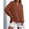 imageANRABESS Womens Oversized Sweatshirts Long Sleeve Tunic Shirts V Neck Loose Pullover Tops 2025 Trendy Fall Teen Girls OutfitCaramel Brown