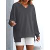 imageANRABESS Womens Oversized Sweatshirts Long Sleeve Tunic Shirts V Neck Loose Pullover Tops 2025 Trendy Fall Teen Girls OutfitDark Grey
