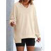 imageANRABESS Womens Oversized Sweatshirts Long Sleeve Tunic Shirts V Neck Loose Pullover Tops 2025 Trendy Fall Teen Girls OutfitKhaki