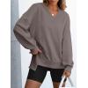 imageANRABESS Womens Oversized Sweatshirts Long Sleeve Tunic Shirts V Neck Loose Pullover Tops 2025 Trendy Fall Teen Girls OutfitLight Brown