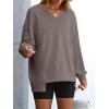 imageANRABESS Womens Oversized Sweatshirts Long Sleeve Tunic Shirts V Neck Loose Pullover Tops 2025 Trendy Fall Teen Girls OutfitLight Brown