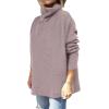 imageANRABESS Womens Oversized Turtleneck Batwing Sleeve Spilt Casual Loose Knit Tunic Pullover Sweater Tops 2025 Fall OutfitsAlmond