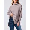 imageANRABESS Womens Oversized Turtleneck Batwing Sleeve Spilt Casual Loose Knit Tunic Pullover Sweater Tops 2025 Fall OutfitsAlmond