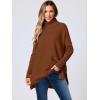 imageANRABESS Womens Oversized Turtleneck Batwing Sleeve Spilt Casual Loose Knit Tunic Pullover Sweater Tops 2025 Fall OutfitsAuburn