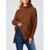 imageANRABESS Womens Oversized Turtleneck Batwing Sleeve Spilt Casual Loose Knit Tunic Pullover Sweater Tops 2025 Fall OutfitsAuburn