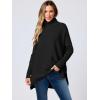 imageANRABESS Womens Oversized Turtleneck Batwing Sleeve Spilt Casual Loose Knit Tunic Pullover Sweater Tops 2025 Fall OutfitsBlack