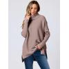 imageANRABESS Womens Oversized Turtleneck Batwing Sleeve Spilt Casual Loose Knit Tunic Pullover Sweater Tops 2025 Fall OutfitsBrown