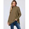 imageANRABESS Womens Oversized Turtleneck Batwing Sleeve Spilt Casual Loose Knit Tunic Pullover Sweater Tops 2025 Fall OutfitsCamel