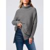 imageANRABESS Womens Oversized Turtleneck Batwing Sleeve Spilt Casual Loose Knit Tunic Pullover Sweater Tops 2025 Fall OutfitsDark Gray
