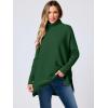 imageANRABESS Womens Oversized Turtleneck Batwing Sleeve Spilt Casual Loose Knit Tunic Pullover Sweater Tops 2025 Fall OutfitsDeep Green