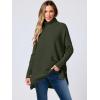 imageANRABESS Womens Oversized Turtleneck Batwing Sleeve Spilt Casual Loose Knit Tunic Pullover Sweater Tops 2025 Fall OutfitsForest