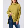 imageANRABESS Womens Oversized Turtleneck Batwing Sleeve Spilt Casual Loose Knit Tunic Pullover Sweater Tops 2025 Fall OutfitsGinger