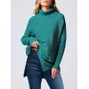 imageANRABESS Womens Oversized Turtleneck Batwing Sleeve Spilt Casual Loose Knit Tunic Pullover Sweater Tops 2025 Fall OutfitsGrass