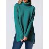 imageANRABESS Womens Oversized Turtleneck Batwing Sleeve Spilt Casual Loose Knit Tunic Pullover Sweater Tops 2025 Fall OutfitsGrass