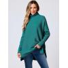 imageANRABESS Womens Oversized Turtleneck Batwing Sleeve Spilt Casual Loose Knit Tunic Pullover Sweater Tops 2025 Fall OutfitsGrass