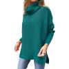 imageANRABESS Womens Oversized Turtleneck Batwing Sleeve Spilt Casual Loose Knit Tunic Pullover Sweater Tops 2025 Fall OutfitsGrass