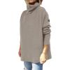 imageANRABESS Womens Oversized Turtleneck Batwing Sleeve Spilt Casual Loose Knit Tunic Pullover Sweater Tops 2025 Fall OutfitsGray