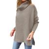 imageANRABESS Womens Oversized Turtleneck Batwing Sleeve Spilt Casual Loose Knit Tunic Pullover Sweater Tops 2025 Fall OutfitsGray