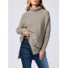 imageANRABESS Womens Oversized Turtleneck Batwing Sleeve Spilt Casual Loose Knit Tunic Pullover Sweater Tops 2025 Fall OutfitsGray