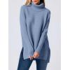 imageANRABESS Womens Oversized Turtleneck Batwing Sleeve Spilt Casual Loose Knit Tunic Pullover Sweater Tops 2025 Fall OutfitsGray Blue