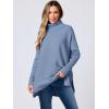 imageANRABESS Womens Oversized Turtleneck Batwing Sleeve Spilt Casual Loose Knit Tunic Pullover Sweater Tops 2025 Fall OutfitsGray Blue