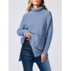 imageANRABESS Womens Oversized Turtleneck Batwing Sleeve Spilt Casual Loose Knit Tunic Pullover Sweater Tops 2025 Fall OutfitsGray Blue