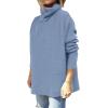 imageANRABESS Womens Oversized Turtleneck Batwing Sleeve Spilt Casual Loose Knit Tunic Pullover Sweater Tops 2025 Fall OutfitsGray Blue