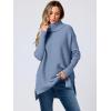 imageANRABESS Womens Oversized Turtleneck Batwing Sleeve Spilt Casual Loose Knit Tunic Pullover Sweater Tops 2025 Fall OutfitsGray Blue
