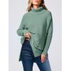 imageANRABESS Womens Oversized Turtleneck Batwing Sleeve Spilt Casual Loose Knit Tunic Pullover Sweater Tops 2025 Fall OutfitsGray Green