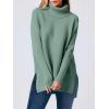 imageANRABESS Womens Oversized Turtleneck Batwing Sleeve Spilt Casual Loose Knit Tunic Pullover Sweater Tops 2025 Fall OutfitsGray Green
