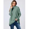 imageANRABESS Womens Oversized Turtleneck Batwing Sleeve Spilt Casual Loose Knit Tunic Pullover Sweater Tops 2025 Fall OutfitsGray Green