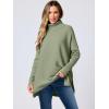 imageANRABESS Womens Oversized Turtleneck Batwing Sleeve Spilt Casual Loose Knit Tunic Pullover Sweater Tops 2025 Fall OutfitsGreen