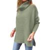 imageANRABESS Womens Oversized Turtleneck Batwing Sleeve Spilt Casual Loose Knit Tunic Pullover Sweater Tops 2025 Fall OutfitsGreen